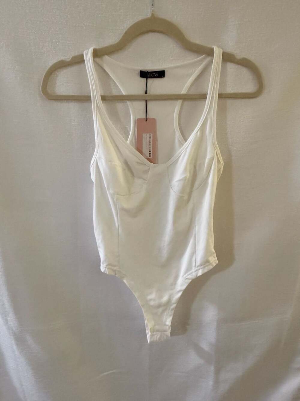 MICAS White Racerback Bodysuit